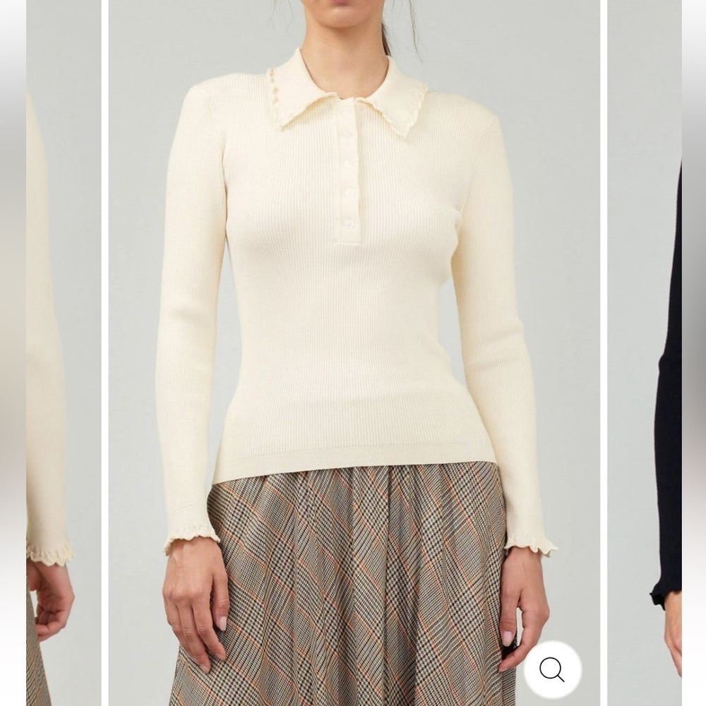 Current Air Cream Collared Sweater